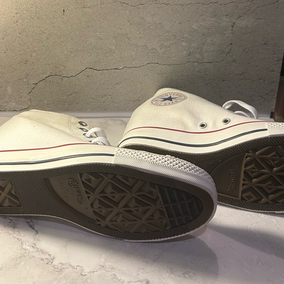 Converse Women's White High-Top Sneakers w/custom pearl embellishment. - Picture 2 of 6